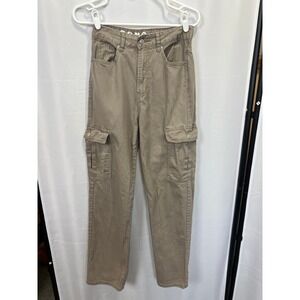 SONG 90s Boyfriend Cargo Jeans Khaki Tan Size 5/27 Gorpcore Utility-Chic Outdoor